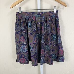 Vintage 90s Paisley Pleated Skirt Size 8 Susan Bristol Fairy Academia Satin